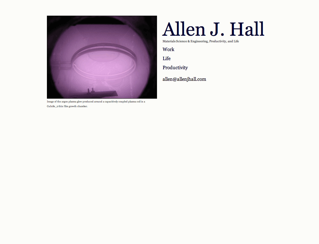 Screenshot of Allen J. Hall Home Page